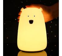 Tremdwoto Bear Night Light Kids, 7 colores cambiantes LED portátil Touch Baby Lamp, USB recargable de silicona Animal Nightlight para niños Nursery Toddler Girl Regalo de cumpleaños