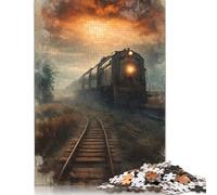 Tren al Atardecer brumoso: Rompecabezas de cartón Premium para Juegos creativos, Ideal para Mujeres y Hombres, Regalo de cumpleaños, 1000 Piezas (75 x 50 cm)