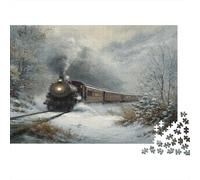 Tren Antiguo Rompecabezas Invierno nevado Rompecabezas Juego De Habilidad para Toda La Familia 1000pcs (75x50cm)