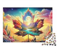 Tren Arco Iris Sturdy Cardboard Lago Sunset Arte Jigsaw Puzzle Adults Kids Fun Game Cognitive Development Great Gift for Housewarming Christmas Puzzle Fans 70x50cm/1000pcs