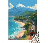 Tren Costero Montaña Nevada Puzzle de 1000 Piezas Puzzle para Adultos Juego de Puzzle 1000 Piezas Papel Relajación Decoración Hogar Regalo Festivo 38x26cm/1000pcs