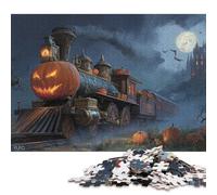 Tren de Calabaza de Halloween Puzzles 300 Piezas para Adultos Cumpleaños Juego De Rompecabezas Juegos Educativos Decoración Stress Relief Toy 300pcs (40x28cm)