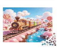 Tren de Fantasía de Caramelos Puzzle de 1000 Piezas Papel para Adultos Mundo Dulce Juego de Puzzle 1000 Piezas Relajación Hogar Regalo 38x26cm/1000pcs