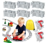 Tren de Juguete con Vías para Construir, 32 Piezas con Cambio de Cruce, Vías Rectas y Curvas, Compatible con el Líder del Mercado, Set Ciudad para Niños y Niñas a Partir de 2 Años