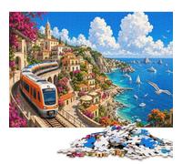 Tren de la Costa Amalfitana Puzzle De Madera 1000 Piezas Adultos Y Niños,Reto,Anti-estrés,Deco Pared,Regalo Ideal,Madera,14 Años+,Rompecabezas,Desafío,Relax,Educativo (75x50cm)