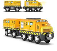 Tren de locomotora a pilas (conexión magnética) - Potente locomotora motorizada compatible con Thomas, Brio Chuggington - Juguete de tracción para niños pequeños
