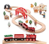 Tren de Madera para Niños Pequeños, 36 Piezas con Temática Forestal, Juguete de Ferrocarril de Madera para Niños y Niñas de 3 a 7 Años (Multicolor)