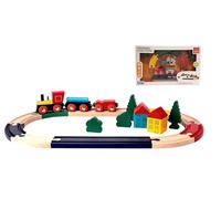 Tren de madera para niños, tren con pista de tren con locomotora, vagones de tren para niños, trenes de juguete con accesorios de ferrocarril de madera trenes de juguete de madera pista locomotora de