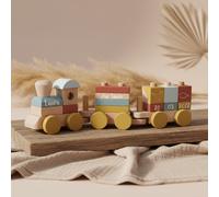 Tren de madera personalizado Pure & Nature para bautizo con nombre y fecha de bautizo – Sin personalización
