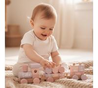 Tren de madera personalizado rosa para nacimiento con nombre y fecha de nacimiento – small foot – Impresión