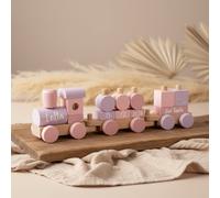 Tren de madera personalizado rosa para nacimiento con nombre y fecha de nacimiento – small foot – Sin personalización