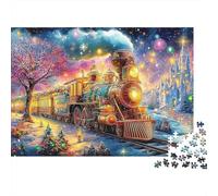 Tren de Navidad Mágico en el País de Las Maravillas de Invierno Puzzle De 1000 Piezas Tren caprichoso Desafiante Y Educativo para Todas Las Edades 70x50cm/1000pcs
