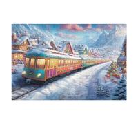 Tren de Navidad nevado Puzzles 1000 Piezas Maquetas Educativas Detalladas Rompecabezas para Familia Construir DIY Aliviar Estrés Decoración Hogar 1000 PCS