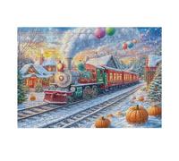 Tren de Navidad nevado Puzzles 300 Piezas Maquetas Educativas Avanzadas Tiempo Feliz Desafío Intelectual para Familia DIY Creativo Construir Juguete Educativo 300 PCS