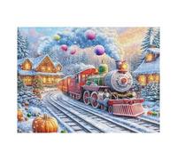 Tren de Navidad nevado Rompecabezas 500 Piezas Cartón para Niños Mayores 14 Años Entretenimiento Casa Terapia Relajación Ocio Doméstico Detalle Único Original 500 PCS