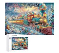 Tren de Navidad Puzzle 1000 Piezas Redondo Circular Ciencia ficción Rompecabezas 3D para Hombres Y Mujeres A 14 Años Decoración Hogar DIY Creativo Aliviar Estrés 1000 PCS