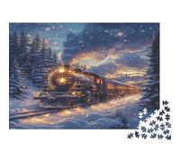 Tren de Navidad Rompecabezas 1000 Piezas De Cartón Grueso Juego De Rompecabezas Anti Estrés Adultos para Cuadro para Decorar como Regalo Original 38x26cm/1000pcs