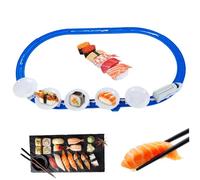 Tren de Sushi para Mesa de Comedor, Juego de Tren de Sushi, 5 carros, Pista de 7 pies, Grado alimenticio, Comida giratoria para niños, Apto para lavavajillas para Mesa de Comedor, sin batería
