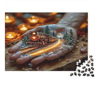 Tren de Vapor Bosque fantástico Puzzle de 1000 Piezas Papel para Adultos Escena de luz Nocturna Set de Puzzle 1000 Piezas relajación decoración Regalo Familia 38x26cm/1000pcs