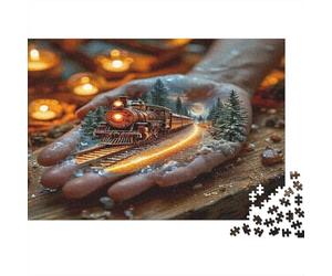 Tren de Vapor Bosque fantástico Puzzle de 1000 Piezas Papel para Adultos Escena de luz Nocturna Set de Puzzle 1000 Piezas relajación decoración Regalo Familia 38x26cm/1000pcs