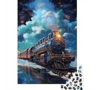 Tren de Vapor Cielo Nocturno Puzzle de 1000 Piezas Papel Puzzle para Adultos Relax Escenario Estrella Hogar 52x38cm/1000pcs