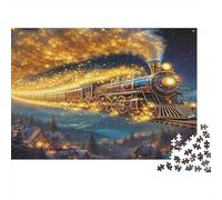 Tren de Vapor Cielo Nocturno Puzzle de 1000 Piezas Papel Puzzle para Adultos Vista Brillante Relajación Actividad Familiar Enfoque Regalo Decoración Hogar 52x38cm/1000pcs