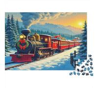 Tren de Vapor Clásico Puzzle de 1000 Piezas Set Papel para Adultos Bosque Nevado Relajante Concentración Regalo Familiar Decorativo 38x26cm/1000pcs