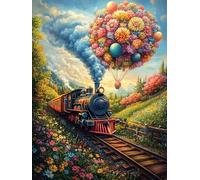 Tren de Vapor con Globo aerostático Puzzle 300 Piezas Impossible Creativo Único Mitos fantásticos Rompecabezas 3D Obra De Arte para Toda La Familia Juguete Educativo Decoración 300 PCS