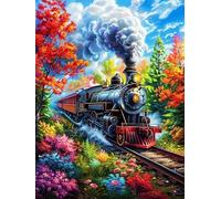 Tren de Vapor de otoño Rompecabezas 500 Piezas Cartón para Parejas Animales Salvajes con Flores Actividad Tiempo Libre Terapia Relajación Decoración Salón Regalo Sorpresa 500 PCS