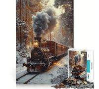 Tren de Vapor en Bosque Invernal, Rompecabezas de 1000 Piezas para Adolescentes, Juguete antiestrés, Corte preciso, Lista de Deseos de Papá Noel 38x52cm