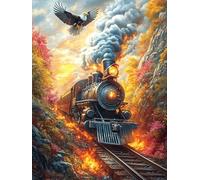 Tren de Vapor en Llamas Puzzles 300 Piezas Moderno Minimalista Mitos fantásticoss Cuento De Hadas Rompecabezas Familiar para Adultos 3D Maquetas Construir Aliviar Estrés Decorativo 300 PCS