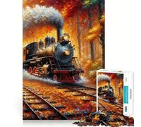 Tren de Vapor en otoño, Rompecabezas de 1000 Piezas para Adolescentes, Juguete antiestrés, Corte preciso, Lista de Deseos de Papá Noel 38x26cm