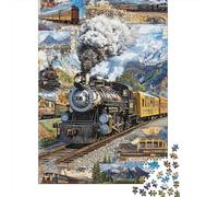 Tren de Vapor Escena Vintage Montañas Puzzle de 1000 Piezas Puzzle para Adultos Papel Relajación Familiar Decoración Regalo Festivo 70x50cm/1000pcs