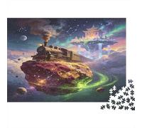 Tren de Vapor fantástico Isla Flotante Puzzle de 1000 Piezas Puzzle para Adultos Puzzle Papel Escena Cielo Nocturno concentración diversión Familiar decoración hogar relajación Regalo 38x26cm/1000pcs