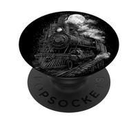 Tren De Vapor Luna Llena Noche Ferrocarril Retro PopSockets PopGrip Adhesivo