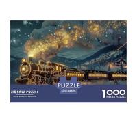 Tren de Vapor Paisaje Nocturno Puzzle de 1000 Piezas Papel Puzzle para Adultos Juego de Puzzle 1000 Piezas Decoración Hogar Regalo Familiar 38x26cm/1000pcs 38x26cm/1000pcs