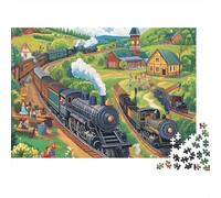 Tren de Vapor Paisaje Rural Puzzle de 1000 Piezas Puzzle para Adultos Papel Puzzle para Toda la Familia Relajación Decoración 38x26cm/1000pcs