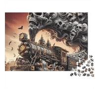 Tren de Vapor Puzzle de 1000 Piezas Papel Adultos Humo de Calavera Puzzle para Adultos Relajación Decoración Hogar Regalo 38x26cm/1000pcs