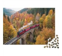 Tren de Vapor Rojo cruzando un Estrecho Puente de Piedra Rompecabezas Rompecabezas Juego De Habilidad para Toda La Familia 1000pcs (75x50cm)