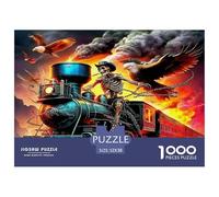Tren de Vapor, Rompecabezas de 1000 Piezas para Adultos y niños: Tren Fantasma, ardiente, dramático, inquietante, Rompecabezas, Juego Educativo, desafío, decoración de Pared, 52 x 38 cm/1000 Piezas