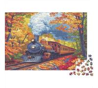 Tren de Vapor Rompecabezas para Adultos |Humo del Bosque Saliendo de la Chimenea| 1000pcs (75x50cm) Juegos EduGatoivos De Decoración del Hogar