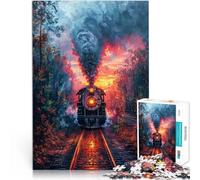 Tren de Vapor sobre rieles Rompecabezas para Adultos de 1000 Piezas Juegos Divertidos para la Familia con póster a Juego y Hoja de Trivia 38x26cm