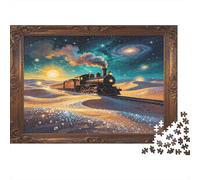 Tren de Vapor Vintage Puzzle de 1000 Piezas Cartón para Adultos Escenario Nocturno Fantástico del Desierto Puzzle para Toda la Familia Relajación Hogar Regalo 70x50cm/1000pcs