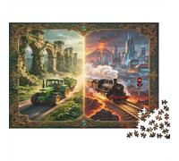 Tren de Vapor Vista Ciudad Paisaje Rural Puzzle de 1000 Piezas Juego de Puzzle 1000 Piezas Cartón Puzzle para Adultos Relajación Decoración Regalo Familiar 52x38cm/1000pcs