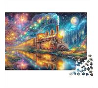 Tren Dorado por un río Estrellado Puzzle De 1000 Piezas Tren caprichoso Excelente Regalo para Niños Y Adultos 52x38cm/1000pcs