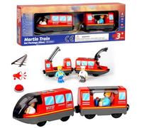 Tren Eléctrico de Juguete para Niños (Conexión Magnética), Tren de Locomotora de Acción con Pilas Compatible para Thomas Brio Chuggington, Rojo (No Incluye Vías de Madera), Edad 3+ Años Niños Niñas