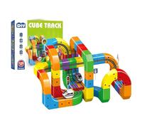 Tren Electrico Juguete Niños, Pista de Carreras Flexible para Tren eléctrico, con diseños 3D Que desafían la Gravedad y vagón motorizado (123Pcs)