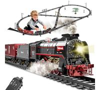 Tren Electrico Juguete Niños - RC Vapor Navideña Navidad Clasico Locomotora Vapor con Vapor Luces Sonidos Conjunto Decoración de Navidad Regalos de Cumpleaños para 3 + Niños Niñas