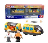 Tren eléctrico para tren de madera (conexión magnética), tren locomotora alimentado por batería, potente tren motor compatible con Thomas, juego de tren a pilas, juguete para niños amarillo
