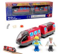 Tren eléctrico para tren de madera (conexión magnética), tren locomotora alimentado por batería, potente tren motor compatible con Thomas, juego de tren a pilas, juguete para niños, color rojo